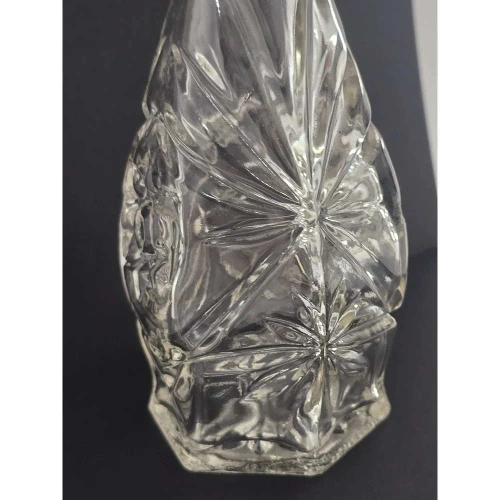 Anchor Hocking Early American Prescut Glass Oil Vinegar Cruet W/ Stopper Vintage
